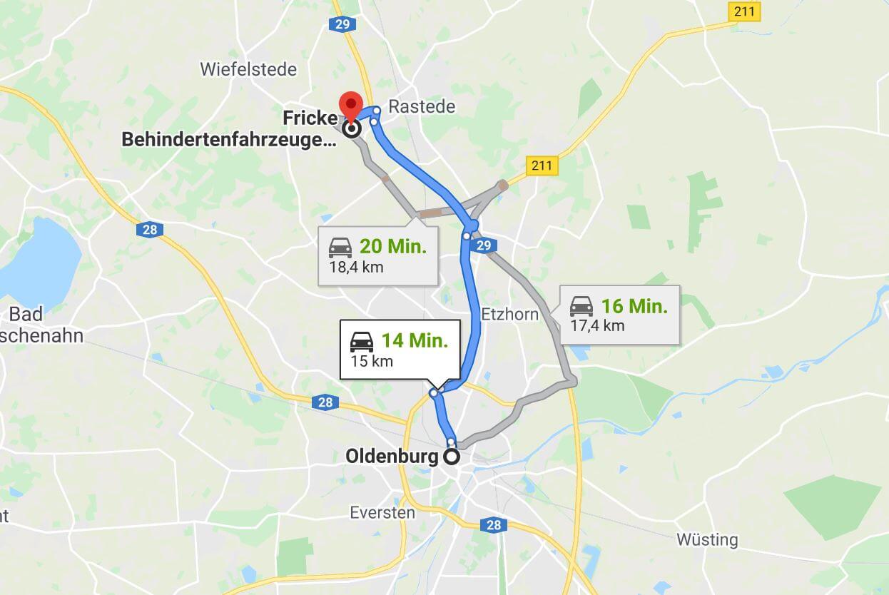 Anfahrt aus Oldenburg2 - Fricke Behindertenfahrzeuge